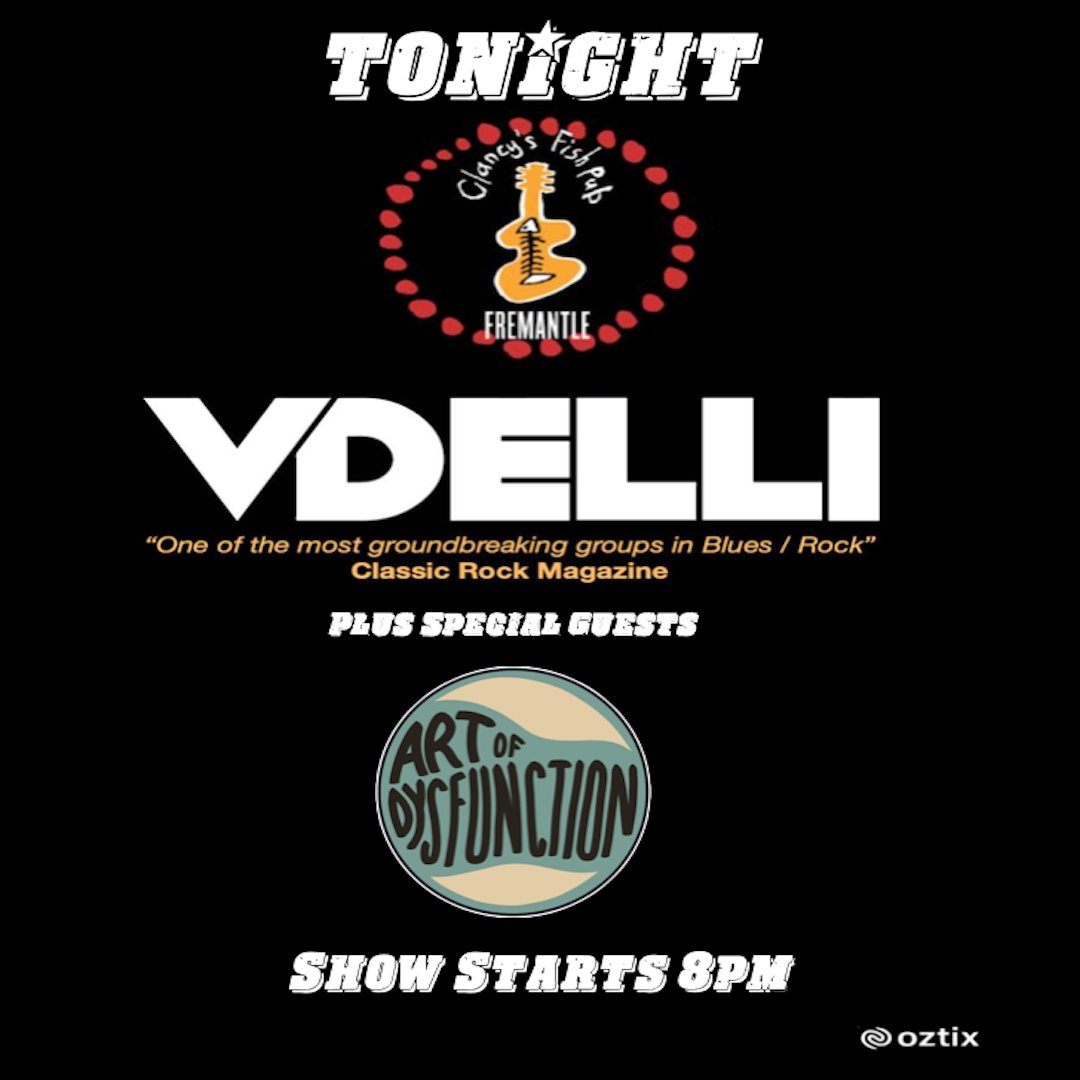 Can't for tonight's show at Clancy's Fish Pub Fremantle. Greg Thomson is playing bass with us as Leigh is awaiting the imminent birth of his third child. It's never boring! Also Art Of Dysfunction will be opening the show with a cheeky set starting at 8pm. Ooh yeah, see ya there!