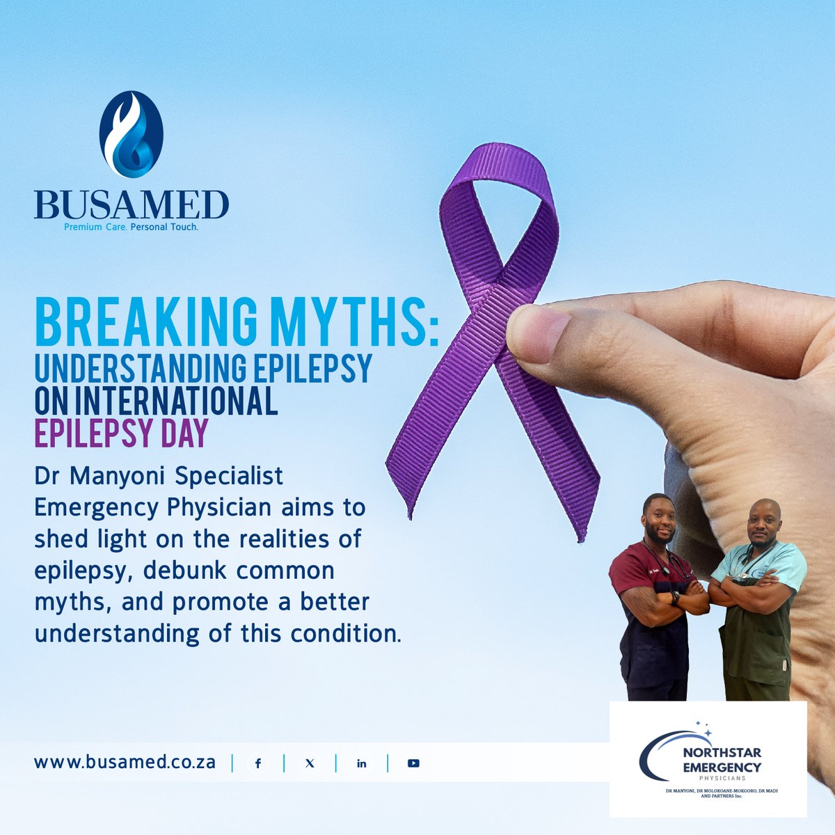 Did you know, seizures can occur when a person is awake or asleep and may not always involve shaking or jerking movements. Find out more about the truths of epilepsy here: busamed.co.za/articles/break…

#Busamed
#EpilepsyAwareness