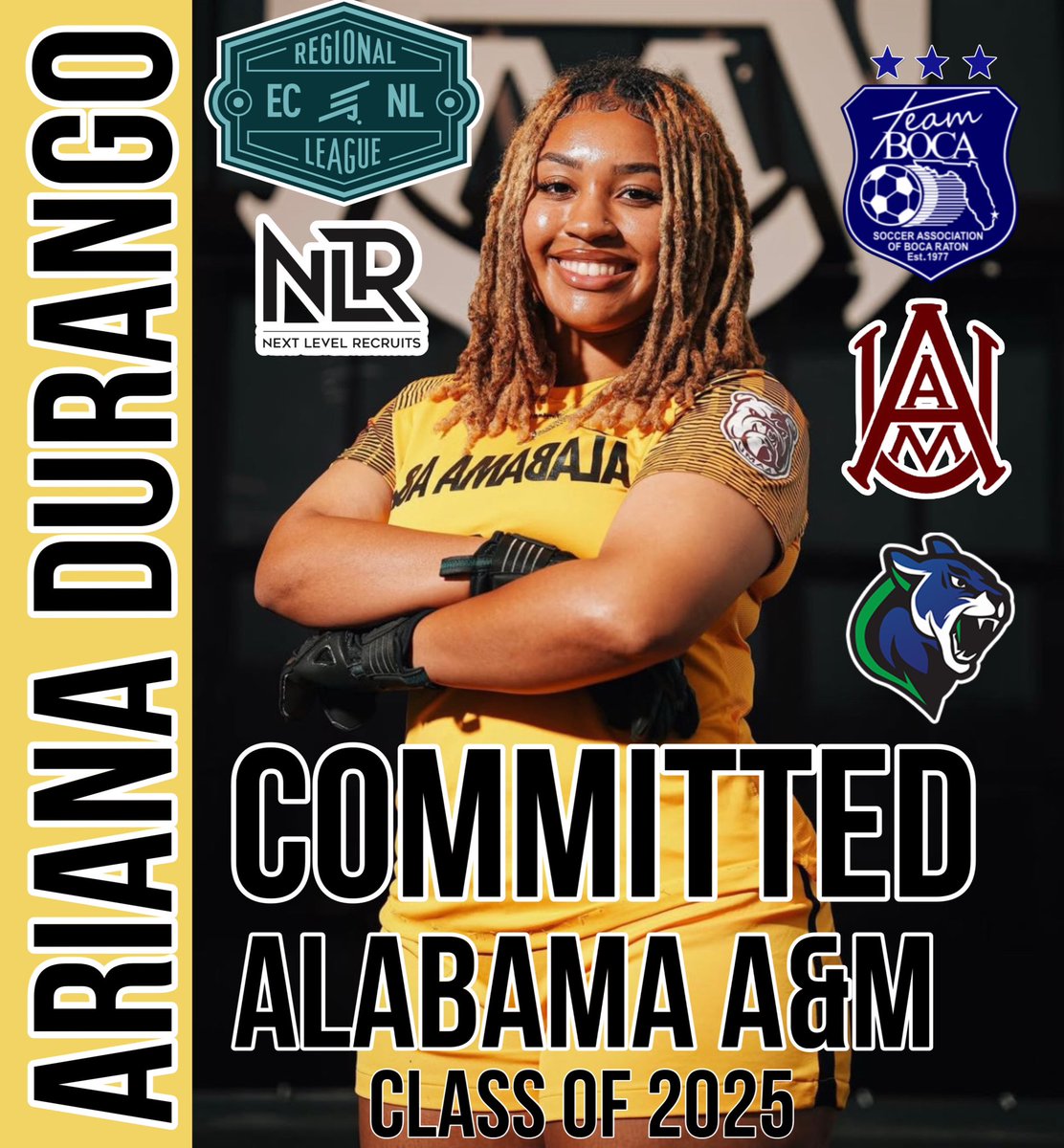Congratulations Ariana!!! Ariana Durango from our U19 ECNL-RL team is heading to Alabama A&amp;M University to continue her academic and soccer career!  <a href="/TOPSoccerBoca/">Top Soccer Boca</a> <a href="/FYSASoccer/">Florida Youth Soccer</a> <a href="/USYouthSoccer/">US Youth Soccer</a> @GotSoccer <a href="/pbcgov/">Palm Beach County</a> <a href="/TheSoccerWire/">SoccerWire</a> <a href="/ECNLgirls/">ECNL Girls</a> <a href="/TheECNL/">The ECNL</a> <a href="/USClubSoccer/">US Club Soccer</a> <a href="/CityBocaRaton/">City of Boca Raton</a>