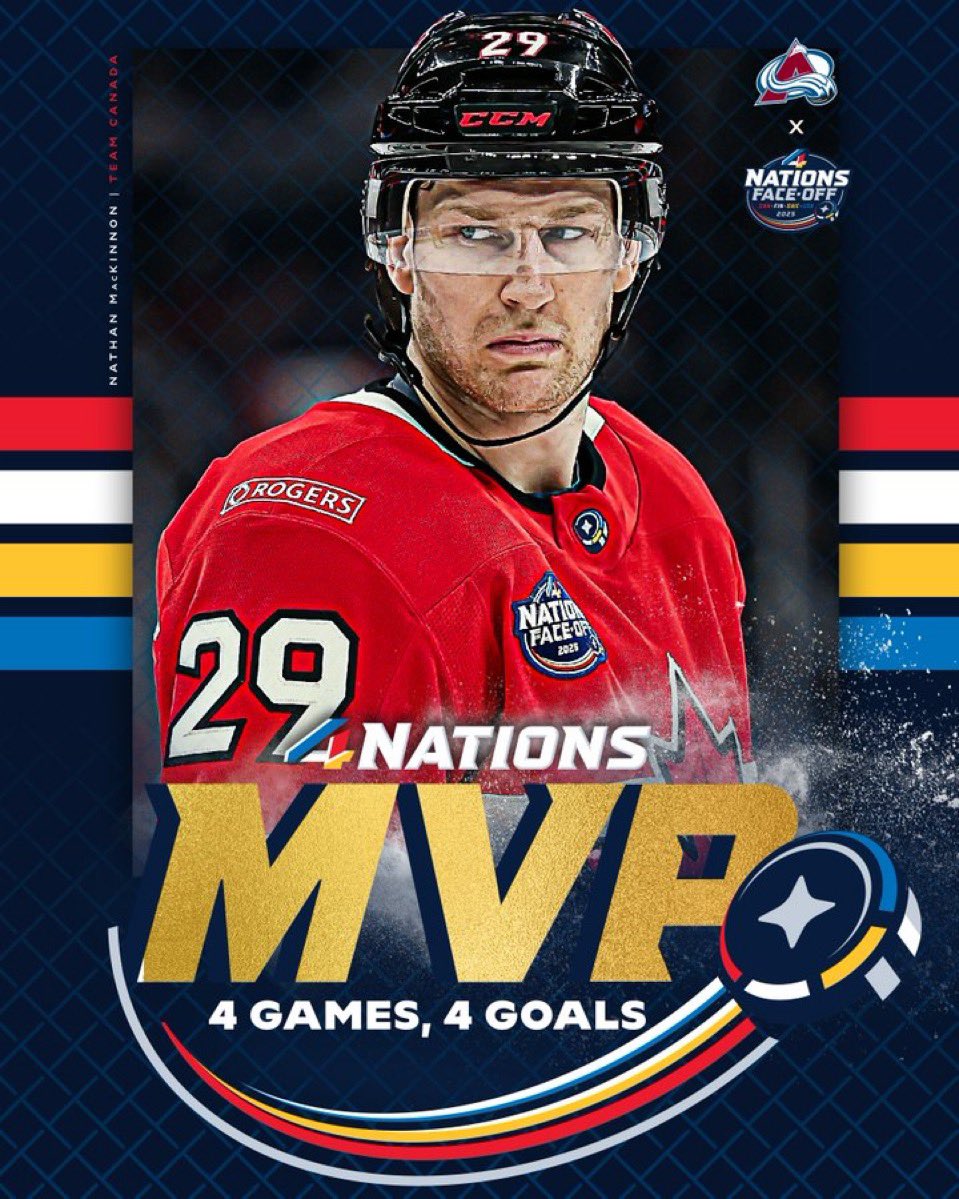 Nathan MacKinnon is the 4 Nations Face-Off MVP! 🏆

#4Nations