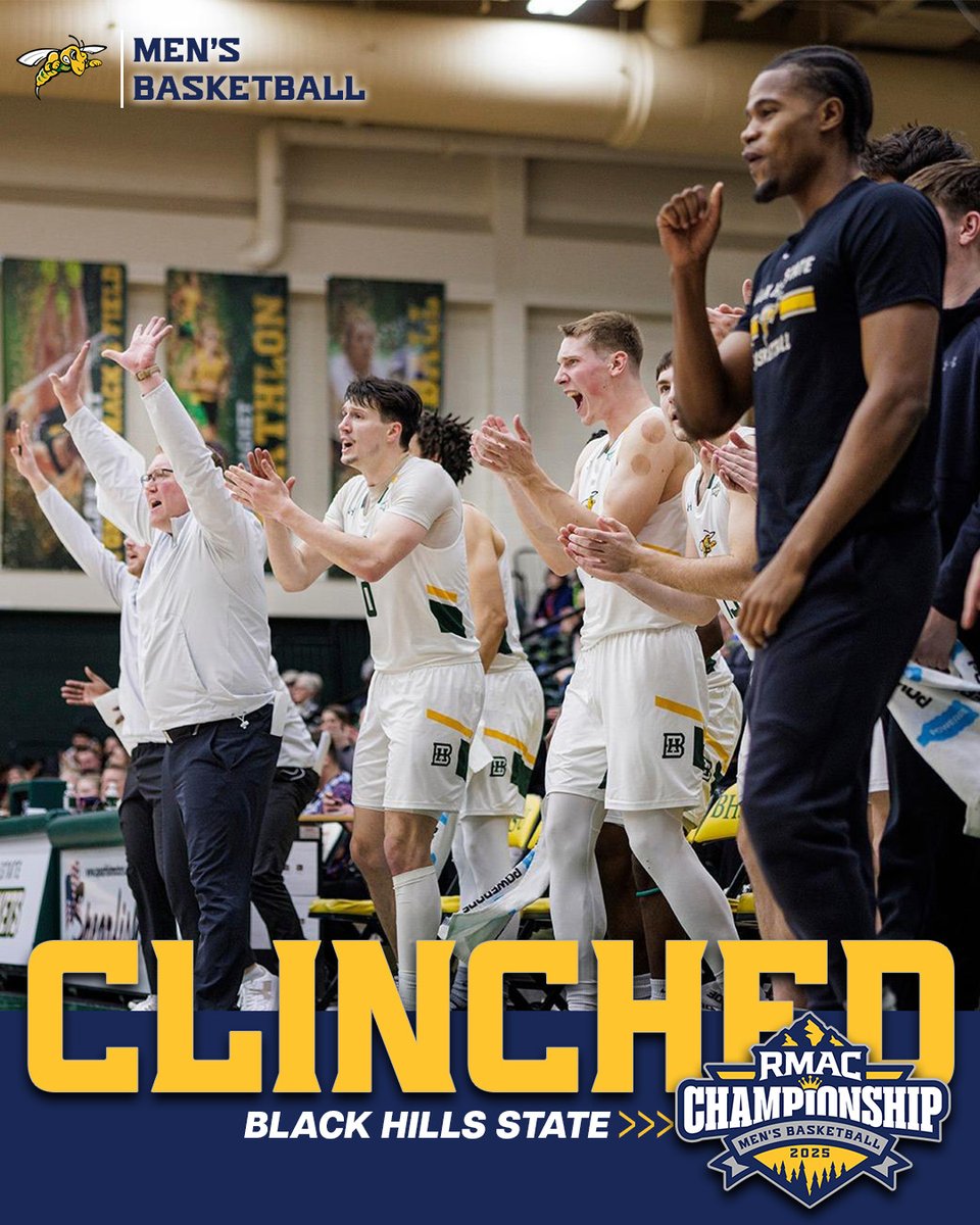 RMAC Sports (@rmac_sports) on Twitter photo Fourth 🎟️ Punched!
<a href="/BHSUMBB/">Black Hills State MBB</a> claims its spot in the RMAC Men's Basketball Championship with its road win tonight!
#EverythingElevated Fourth 🎟️ Punched!
<a href="/BHSUMBB/">Black Hills State MBB</a> claims its spot in the RMAC Men's Basketball Championship with its road win tonight!
#EverythingElevated