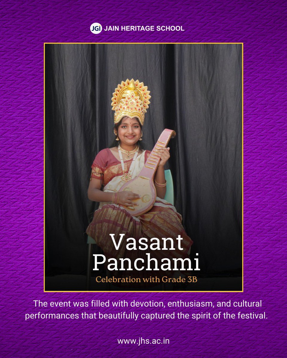 JHSBangalore's tweet image. Celebrating the spirit of wisdom and new beginnings! The students of Grade 3B beautifully presented a assembly on Vasant Panchami, honouring Goddess Saraswati and the essence of knowledge, music, and creativity. 

#JHS #JAINHeritageSchool #VasantPanchami #SchoolCelebrations