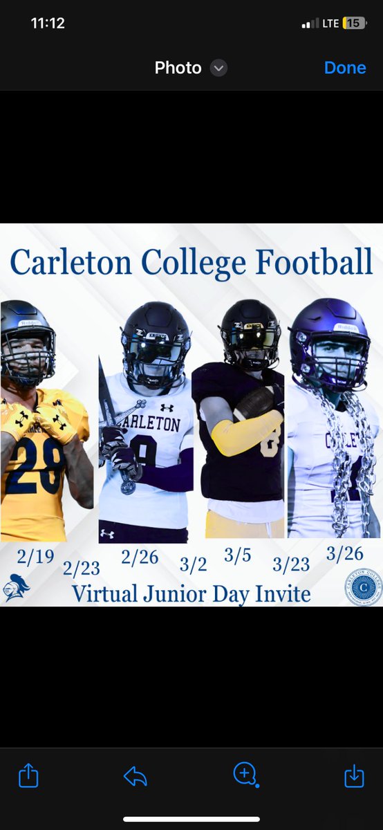 Thank you <a href="/CarletonFB/">Carleton Football</a> for the junior day invite!