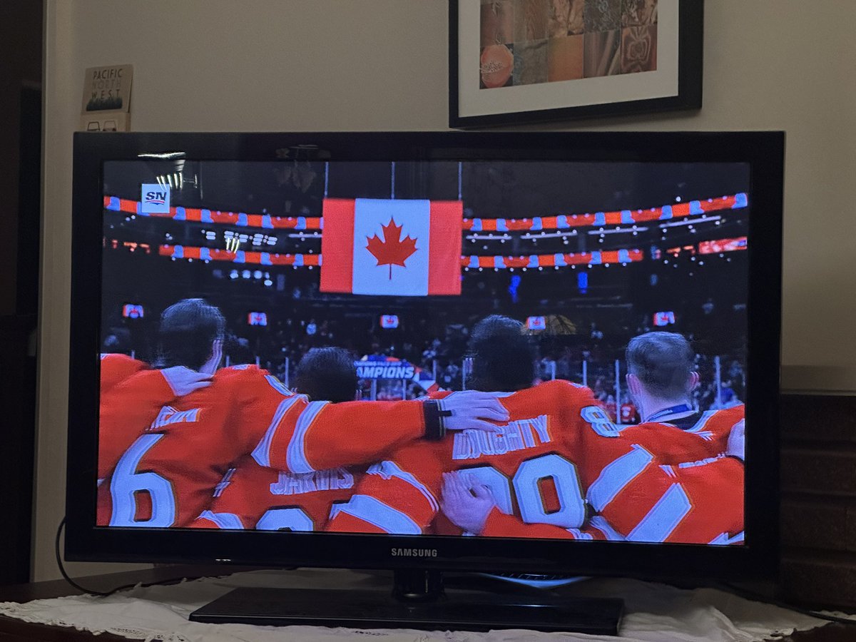 Canada’s flag being raised and the national anthem being sung in Boston. USA. 51st state…😂😂😂 11th province maybe? #4Nations