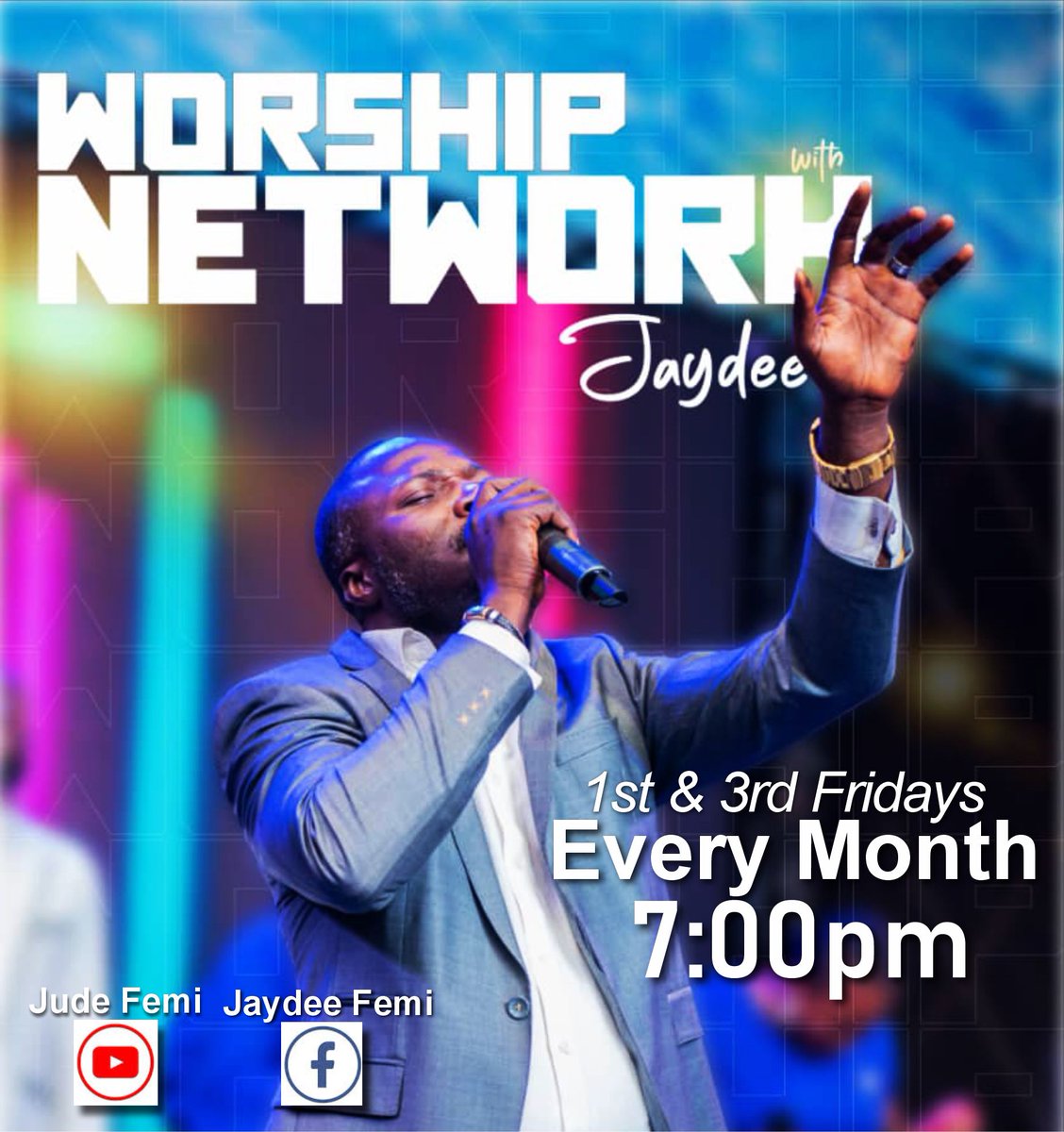Good morning Fam,
Join me this evening LIVE by 7pm on this platform as we Worship and Network in Spirit....Tell someone to tell someone. Be expectant this evening....God will answer your prayers as you worship.
#worshipnetwork 
#GracefulWorship 
#worshipfromvictory