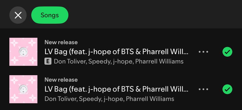 btschartmaster's tweet photo. Don Toliver &amp; Speedy's "LV Bag (feat. Pharrell Williams &amp; j-hope)" has Clean and Explicit versions on Spotify.

Clean: https://t.co/dwslwsRxN4
Explicit: https://t.co/BhsUZMerf5 https://t.co/z6Sn9Ks6Uw