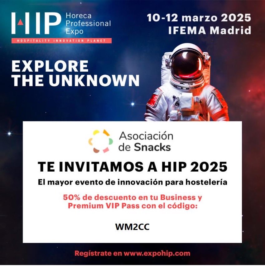 🚀 ¡Accede con descuento a HIP 2025!
El mayor evento de innovación Horeca llega a IFEMA Madrid del 10 al 12 de marzo y, gracias a nuestro acuerdo con <a href="/expohip/">HIP 2026</a>, te ofrecemos un 50% de descuento en tu entrada 🎟️🍽️ aquí 👉 hip.ticketsnebext.com/HIP_2025/es/re… #HORECA #EXPO