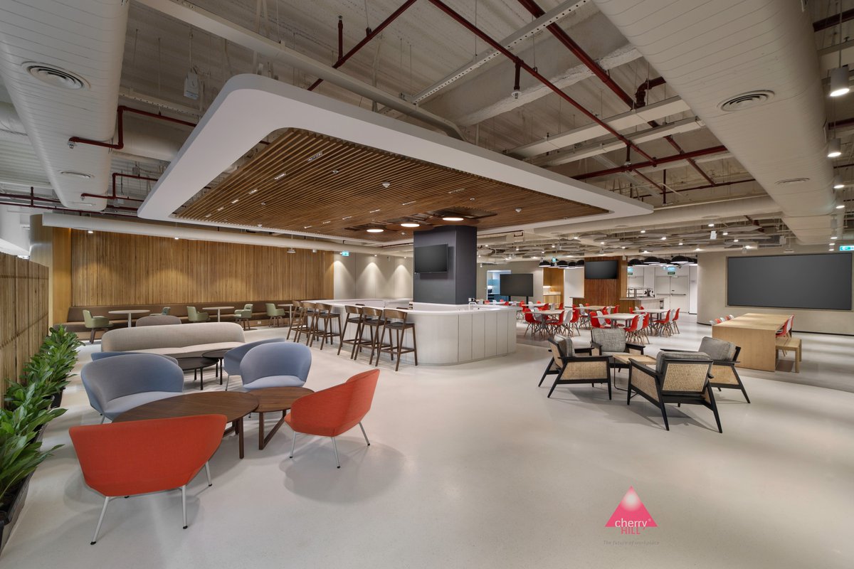 CherryHillDelhi's tweet image. This state-of-the-art #workplace was delivered in #Gurugram for a National Australia Bank. Special attention was given to keep the warm and #naturaltones across the office, which made the occupants feel more connected with nature and feel comfortable in the space.