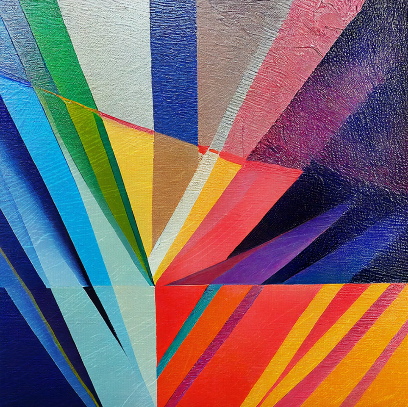 Today's #aesthetic:  Chromatic Nightfall by Ingrid Horner; (title unknown) by Jeffrey Gibson; and Tied Geos by Oliver Gal
#modernart #abstractart #geometricart