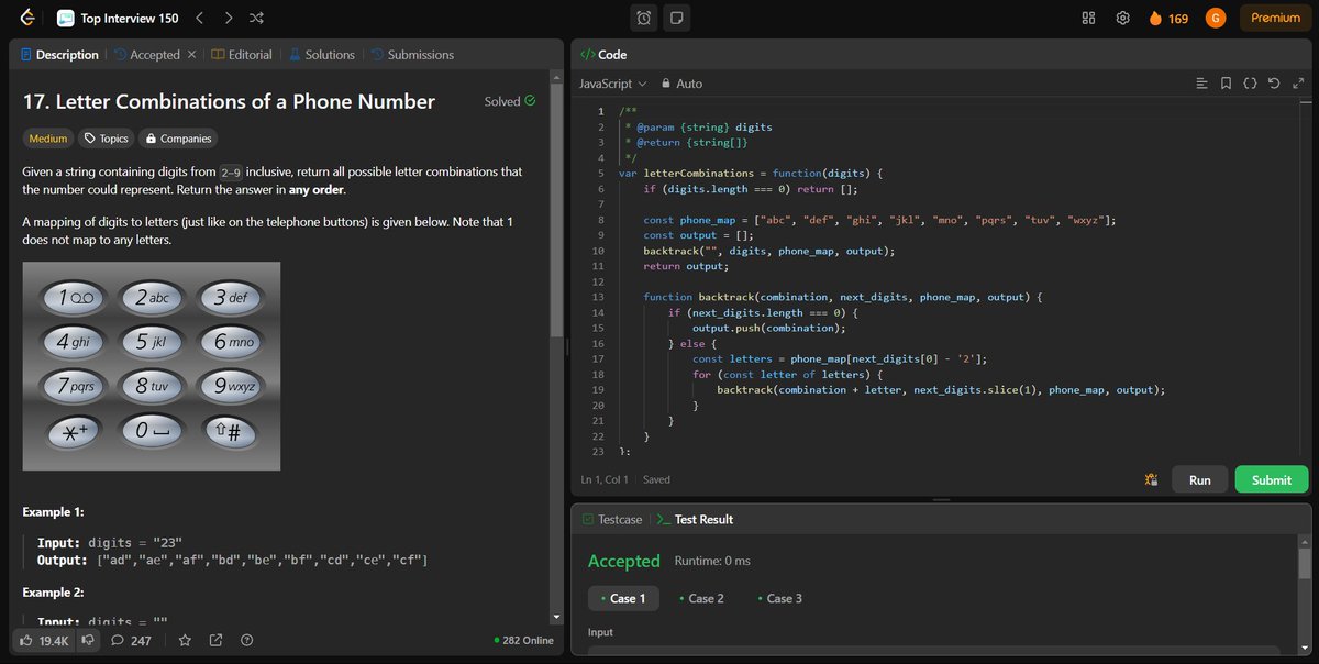 coding_ez24105's tweet image. Exploring the power of recursion & backtracking! 🚀 Today, I solved:
🔹 Letter Combinations of a Phone Number
🔹 Combinations
🔹 Permutations
🔹 Combination Sum
Every problem refines my approach! 💡
Leetcode Link: leetcode.com/u/Garvit_Jhala…
#LeetCode #Coding #100DaysOfCode