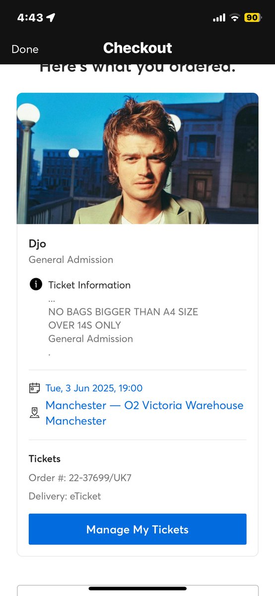 ShellScreams's tweet photo. Off to see @joe_keery in June a day before my birthday I cannot wait. https://t.co/pmYjWetwIV