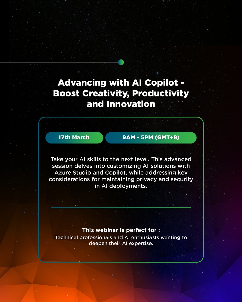 trainocategroup's tweet photo. 🚀 Join our upcoming FREE webinar series, where you'll learn how to leverage the power of AI and Microsoft Copilot to drive innovation, enhance productivity, and achieve incredible results! 🔥

✨ Secure your spot today: https://t.co/ScKebwshEg https://t.co/ULf9wTXFmW