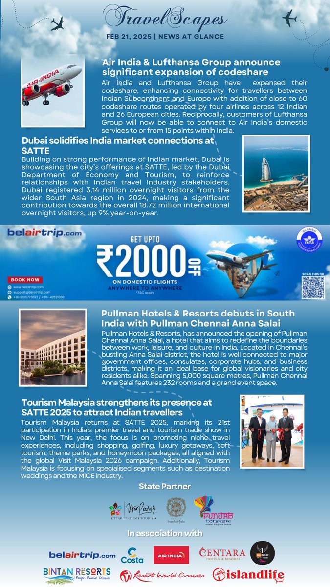 TravelScapes_VM's tweet photo. Discover the world through TravelScapes' Daily Newsletter - your gateway to the newest B2B travel developments. https://t.co/hHJUP0euhX