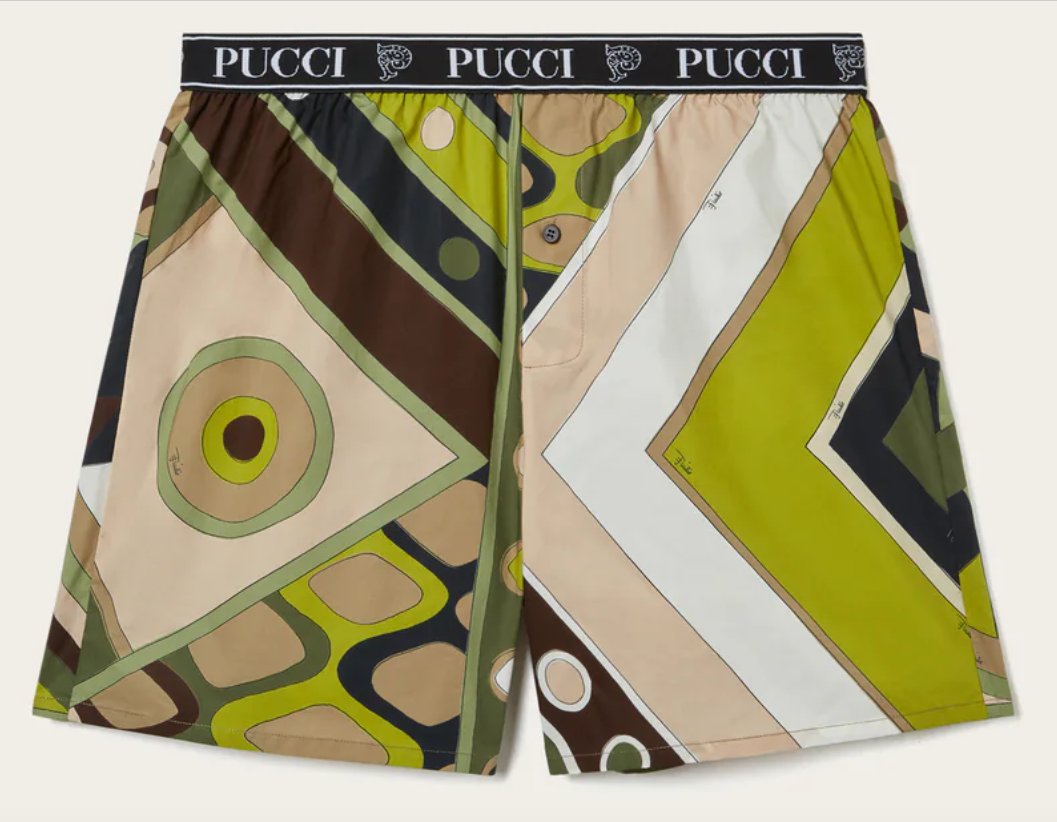 Today's #aesthetic:  designs by #Pucci - beanbag chair, tote bag, and silk boxers
#fashion #menswear #homedecor