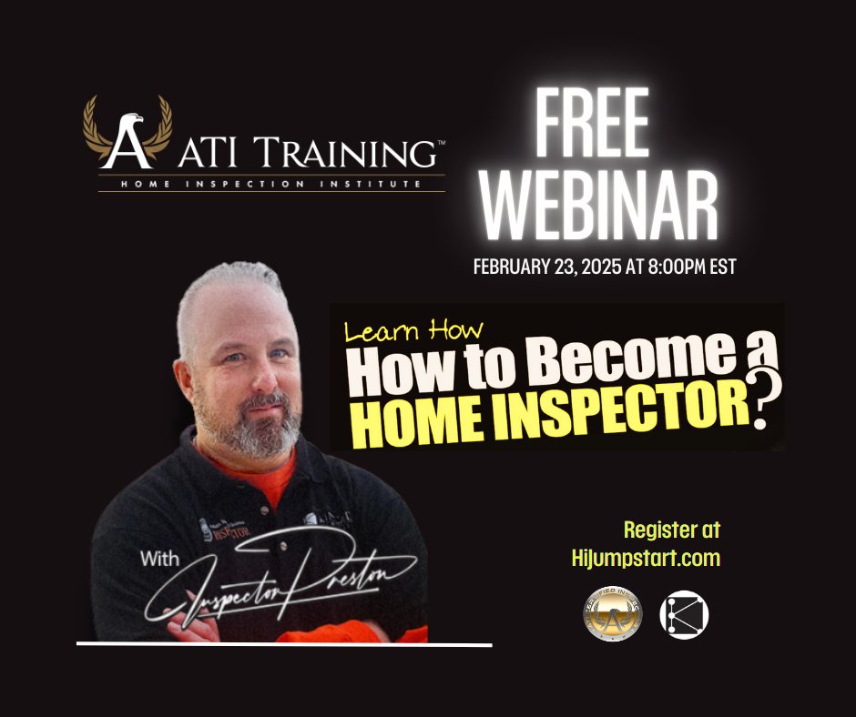 TrainingbyATI's tweet photo. Here’s what you’ll learn:

🎯 How much can a Home Inspector make?
🎯 What are my State requirements?
🎯 How long does it take to start?

🗓️ When: February 23, 2025
⏰ Time: 8:00 PM EST
💻 Where: Online (from anywhere!)

👉 Register now at https://t.co/AY83jzTnQR https://t.co/Fvn9oQJ8RS