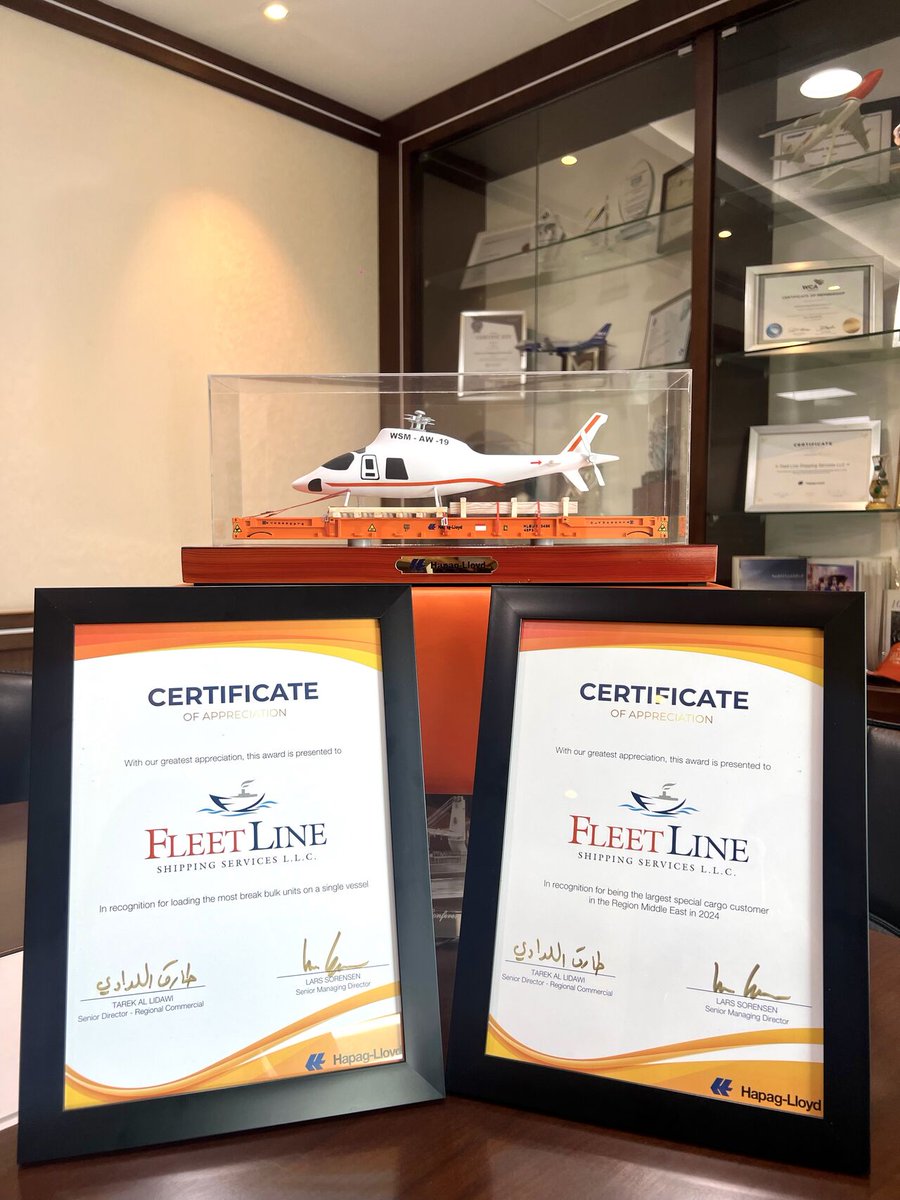 FLEETLINESHPNG's tweet photo. 𝗧𝘄𝗼 𝗺𝗮𝗷𝗼𝗿 𝘄𝗶𝗻𝘀. 𝗢𝗻𝗲 𝗶𝗻𝗰𝗿𝗲𝗱𝗶𝗯𝗹𝗲 𝗷𝗼𝘂𝗿𝗻𝗲𝘆

We are excited to share that Fleet Line Shipping Services LLC (FLS) has earned @HapagLloydAG 's 𝗟𝗮𝗿𝗴𝗲𝘀𝘁 𝗦𝗽𝗲𝗰𝗶𝗮𝗹 𝗖𝗮𝗿𝗴𝗼 𝗖𝘂𝘀𝘁𝗼𝗺𝗲𝗿 𝗔𝘄𝗮𝗿𝗱 for the 8th year in a row! https://t.co/9Zm9f34cEC