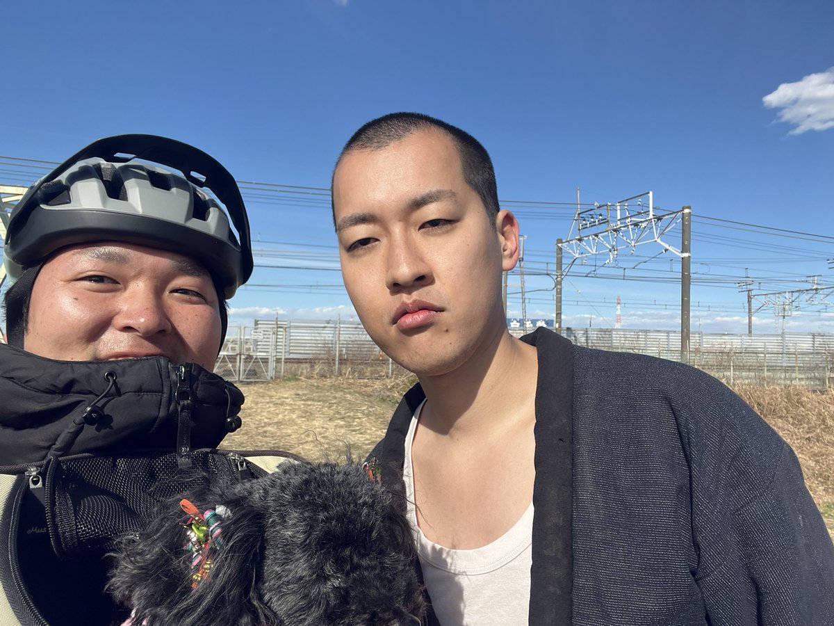 江戸川の土手お散歩サイクリングしてたら田舎民カイジさんいた！写真撮らせてもらった！マジうれしー！
