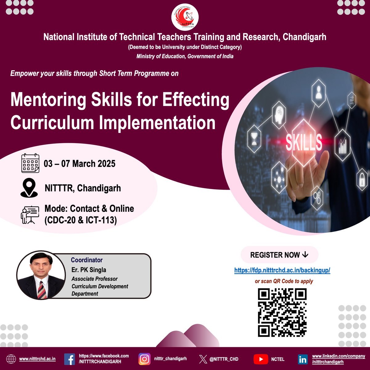 NITTTR_CHD's tweet image. Join us for a 1 Week course on Mentoring Skills for Effecting Curriculum Implementation to be organized by CDC Dept. from 3-7 Mar&apos;25.Interested faculty &amp;amp; staff members may apply at fdp.nitttrchd.ac.in/backingup/
#nitttrchd  #MentoringSkills #CurriculumImplementation #EffectiveTeaching