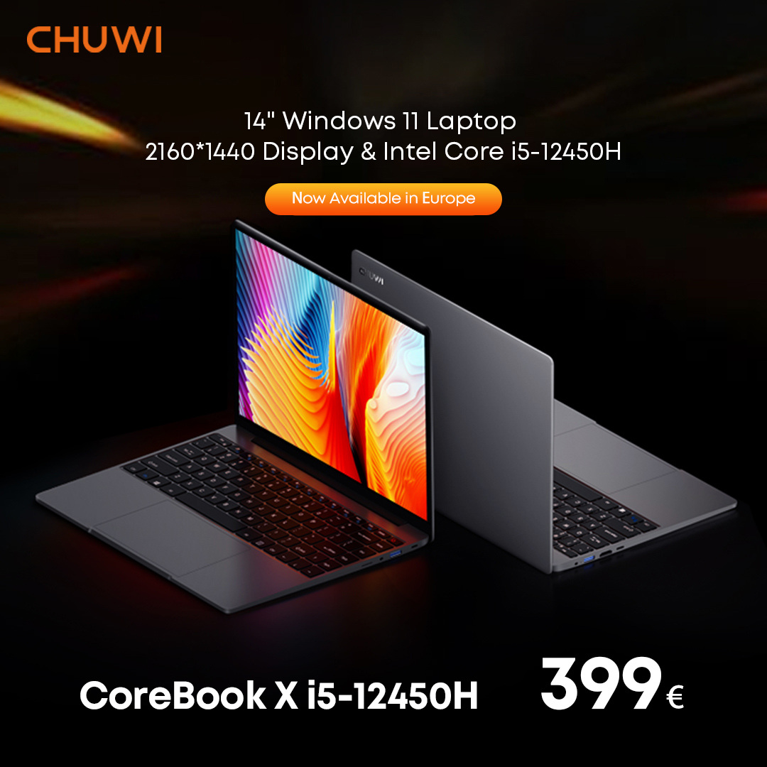 chuwidotcom's tweet image. 🚀 Great News! The CHUWI CoreBook X i5-12450H is now available in EU, ES &amp;amp; DE Stores for just 399€!
✅ 16GB RAM + 512GB SSD
✅ Intel Core i5-12450H
✅ 14" 2K Display
✅ Windows 11 Pre-Installed
🛒 Get yours now:
🔗 hubs.li/Q037JnHv0
#CHUWI #CoreBookX #Laptop #Intel