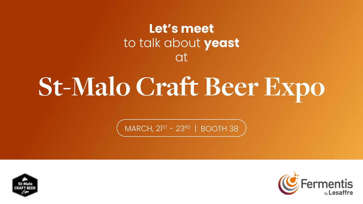 Fermentis's tweet photo. 🗓️🍺 Catch us at the @StMaloCraftBeer Expo from March 21-23! Visit our Booth 38 to explore our yeast and fermentation solutions for the craft brewing sector. Can't wait to connect with the French craft beer community.
#saintmalocraftbeerexpo #FrenchCraftBeer https://t.co/bVnS4Jlqaa
