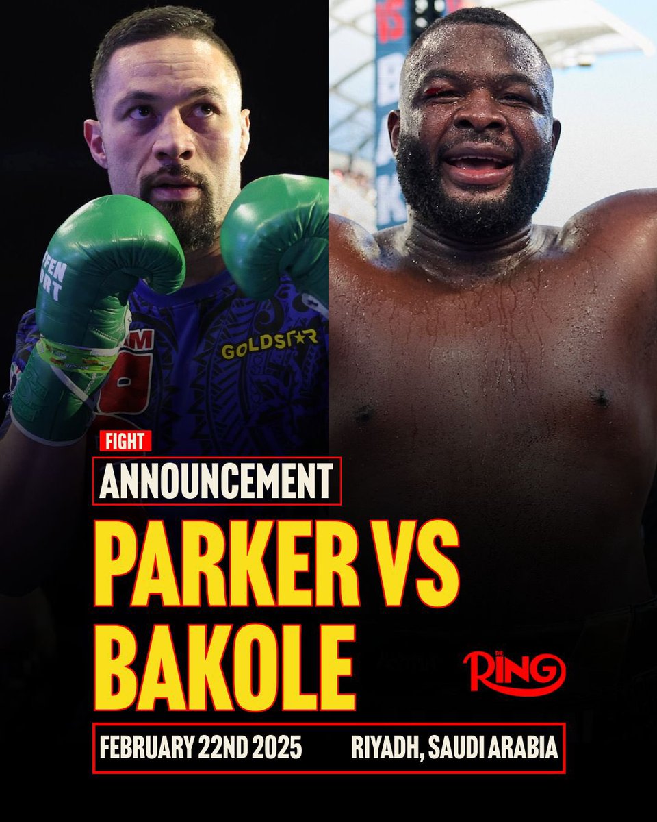 PerrotcoNews's tweet photo. 🟢🥊 ANNONCE : Joseph Parker affrontera désormais @MartinBakole01 dans un affrontement des poids lourds samedi soir après que Daniel Dubois ait été exclu pour cause de maladie. https://t.co/dCUq3rgaaA
