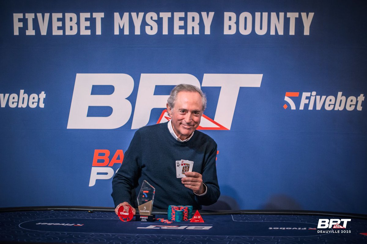 matsustrac's tweet image. Membre historique du Team Winamax durant 13 années @MIK_22 a eu la bonne idée de rejouer au poker 🃏
Michel Abecassis remporte le Mystery Bounty @Fivebet_Poker (296 entrées) après 150 min de duel vs @SMC_Michigan... Le Bridge ça conserve 🏆
clubpoker.net/forum-poker/to… #BPTdeauville