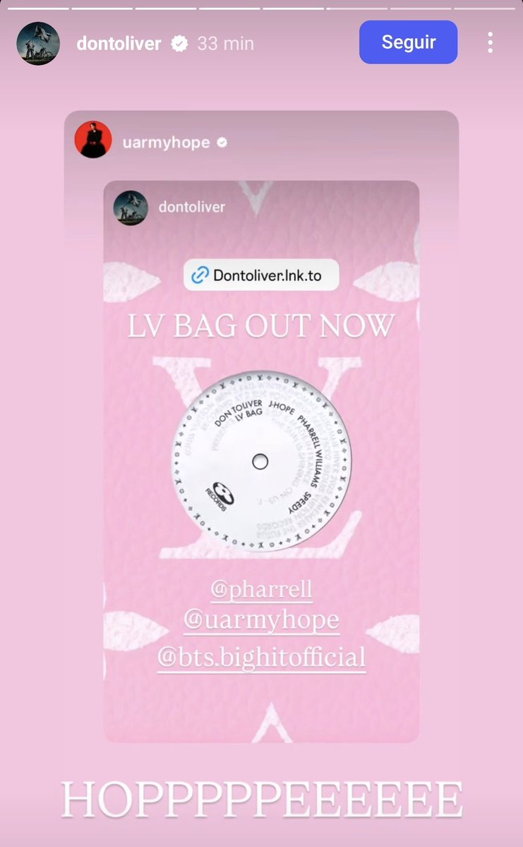 stayalivejksg's tweet photo. DON TOLIVER EN SUS HISTORIAS DE IG, CHICAS ÉL ESTA ATENTO A ESTO OMG 🔥 SUBIÓ DE COMO "LV BAG" ESTA EN LAS TENDENCIAS DE TWT Y PUSO "HOPPPEEEEE" REFIRIENDOSE A J-HOPE AHHHHHH😭 

LV BAG OUT NOW
JHOPE X DON TOLIVER 
J-HOPE IS HERE
#DonToliverxjhope 
#LVBAG #jhope https://t.co/WaVqPfIojx