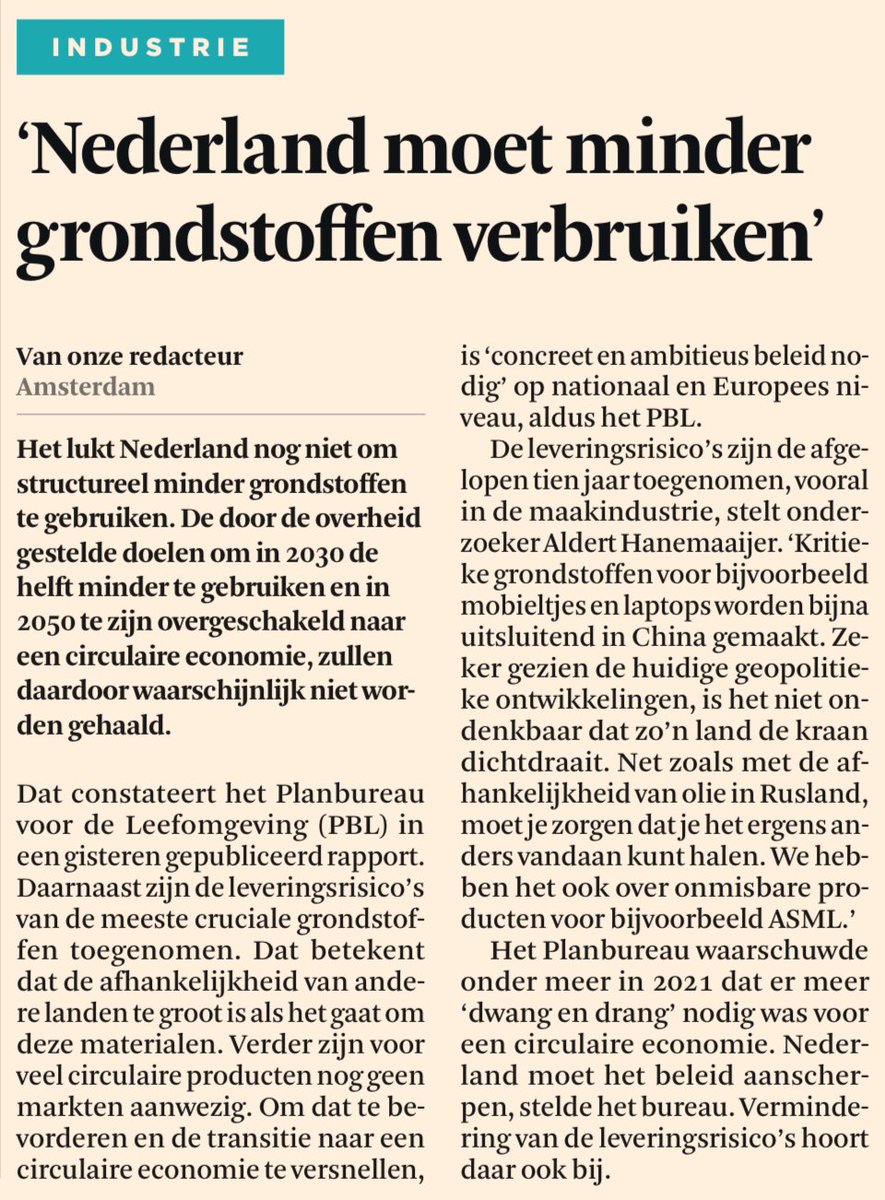 'Nederland moet minder grondstoffen verbruiken' #circulaireeconomie #circulair