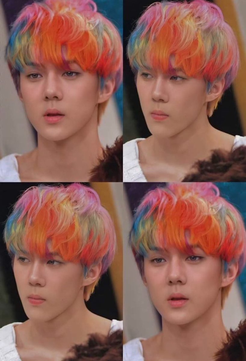 u_han94's tweet photo. sehun’s rainbow hair will always remain superior , NO ONE COMPARES, YOU STAND ALONE https://t.co/QgzDVniJrO