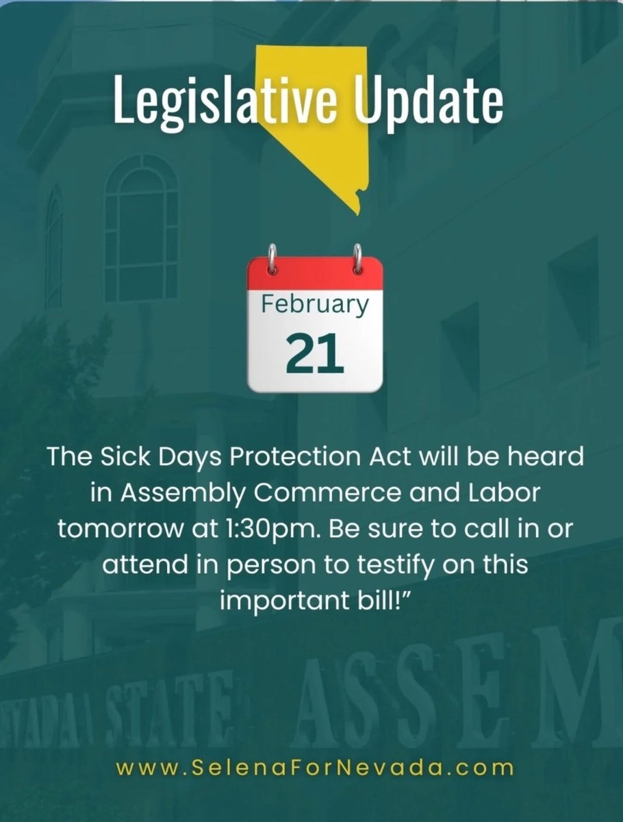 Thank you to ⁦@La_Rue_Hatch⁩ for helping us carry this priority bill. Our members don't deserve to be written up or retaliated against for using their earned sick time and this bill will help protect all Nevada workers from bad corporate actors. 

#nvleg