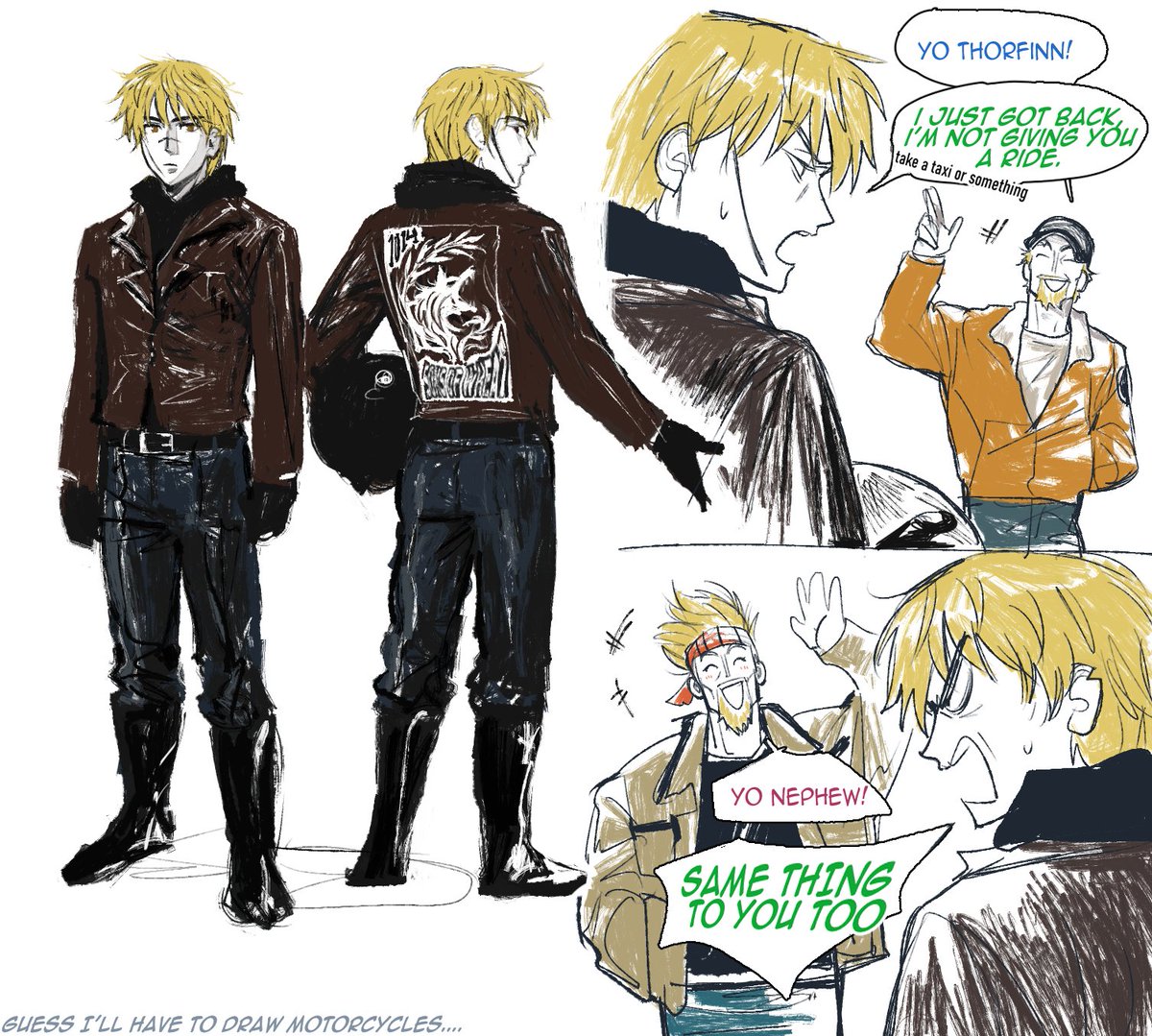 flrrrrr222's tweet photo. i keep thinking on biker thorfinn so i drew it https://t.co/dBU0aP3h8o