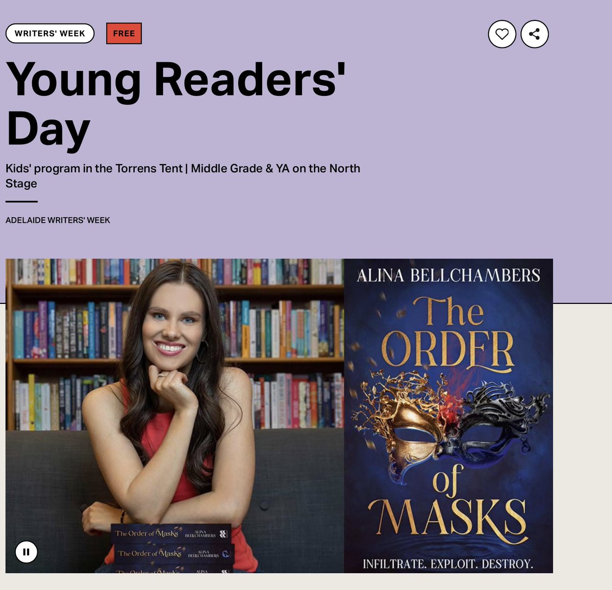 ✨In just over a week (Sunday 2nd of March) I'll be speaking at @adelaidewritersweek along with fellow authors <a href="/AmieKaufman/">Amie Kaufman News + Updates</a> Tigest Girma <a href="/DrMattAgnew/">Matt Agnew</a> 
<a href="/twitofalili/">Lili Wilkinson</a> <a href="/sgonzalesauthor/">Sophie Gonzales</a> and Erin Gough on the North Stage! Hope to see you there at 2:30pm 📚❤️