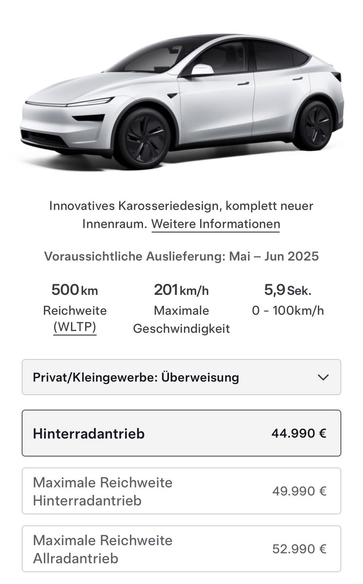 MBMCRS's tweet photo. The new Model Y is now available in all configurations in Europe 🥳 https://t.co/0TgT62Mo7x