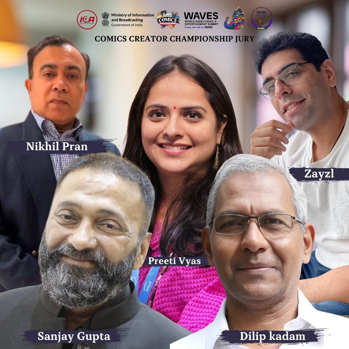 A five-member jury panel has been announced to select the semi-final winners of the ongoing Comics Creator Championship organized as part of the World Audio Visual and Entertainment Summit (WAVES) in Mumbai from 1st to 4th May, 2025. 

Selected 10 semi-finalists to compete at the