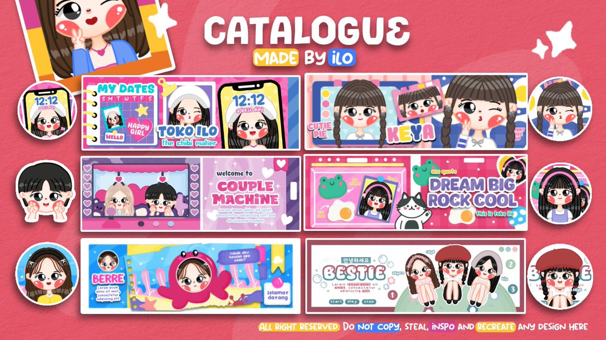 你好! help repost?🦄

ilo open semua katalog layout chibi yah! ada single, couple, dan grup. bisa diubah jadi wabis, twibbon. ilo juga open untuk commis chibi, wm, sticker wa dll. yang mau tanya-tanya atau jajan bisa hit me up through dm yaah! 谢谢☺️😋❣️

#zonauang #zonaba