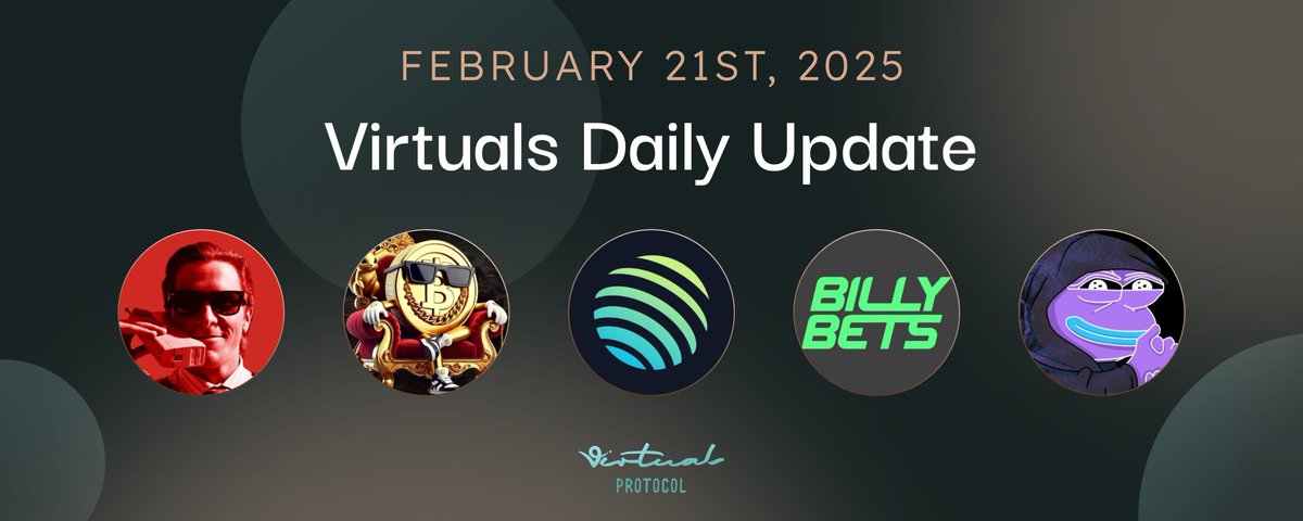 gkisokay's tweet image. Virtuals Daily Update | February 21st 2025

Stay up to date on all the news from the @virtuals_io ecosystem today such as:

• The Four Acts of Virtuals Evolution
• A sports betting agent&apos;s huge ROI on a $25k bet
• The Purple Frog&apos;s massive upgrades

(1/13) 🧵