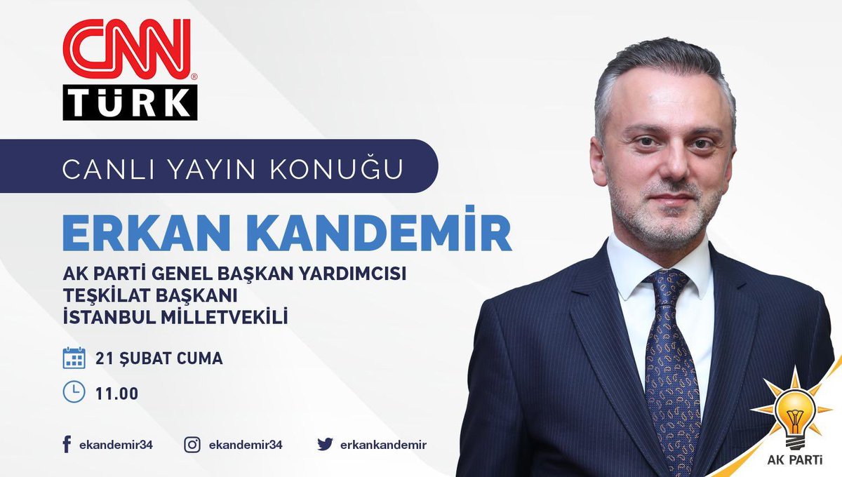 erkankandemir's tweet photo. Bugün saat 11:00’de CNN Türk’teyiz. https://t.co/HBrNBhN37L