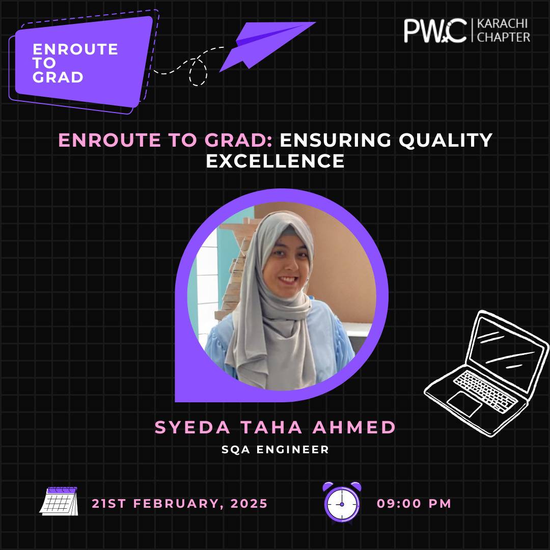 Join us tonight at 9 PM for an insightful session with Syeda Taha, an experienced SQA Engineer, as she shares how to prepare for SQA roles in the tech industry.  

Don’t miss out! 🚀  Register here -> forms.gle/8rPJ3Mi2pZ86ML…

Taha's Linkedin: linkedin.com/in/syeda-taha-…