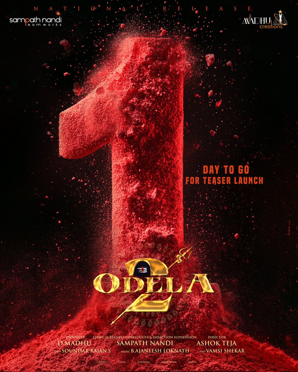 Shiva &amp; Shakti - our ultimate protectors against every evil will arrive TOMORROW 🔱

#Odela2Teaser out on February 22nd ❤‍🔥

For the first time ever, a teaser launch at the Maha Khumb Mela in Prayagraj ✨

#Odela2 Soon in cinemas nationwide.

<a href="/tamannaahspeaks/">Tamannaah Bhatia</a> <a href="/IamSampathNandi/">Sampath Nandi</a>