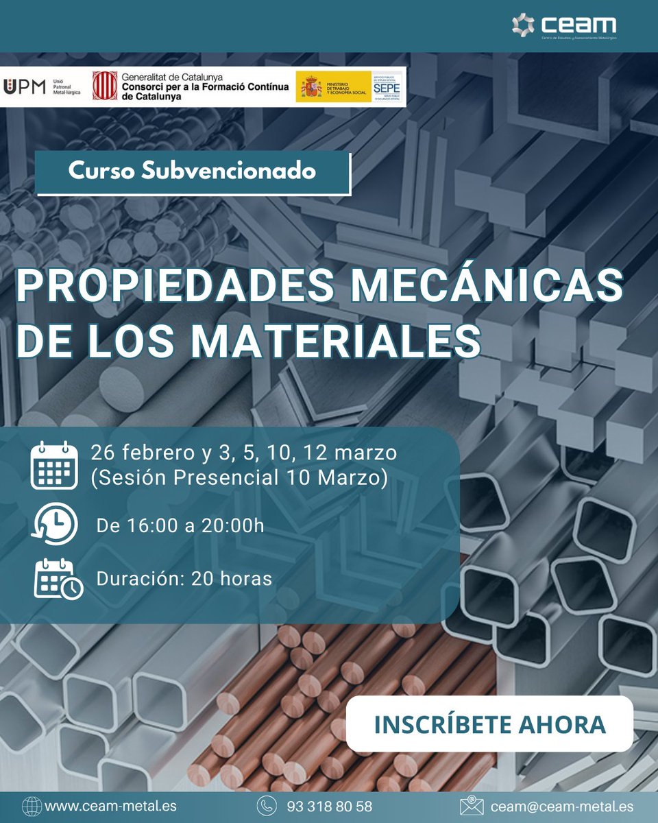 CEAMmetal's tweet image. 📢 ¡Este viernes en CEAM!📅 24/02:🔩 Prop. mecánicas d ls mat. 🛠️🤖 Visita a PAL Robotics 🤝📊 Planificación y control d la producción ⚙️🎓 28/02: Inicio dl M DOPI 💡📢 ¡Inscríbete ya! 👉 zurl.co/5MXdx  #Industria40 #Robótica #DOPI #Planificación #Materiales #CEAM