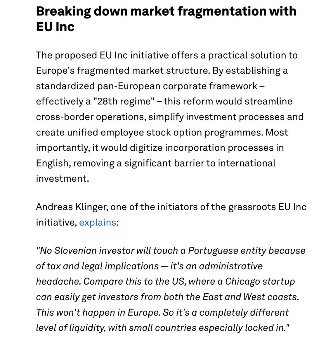 EU-Inc is now even mentioned by the World Economic Forum newssite. 🔥

First impossible, then inevitable.
Less whining. Let's Fix Europe for Startups.

weforum.org/stories/2025/0…
