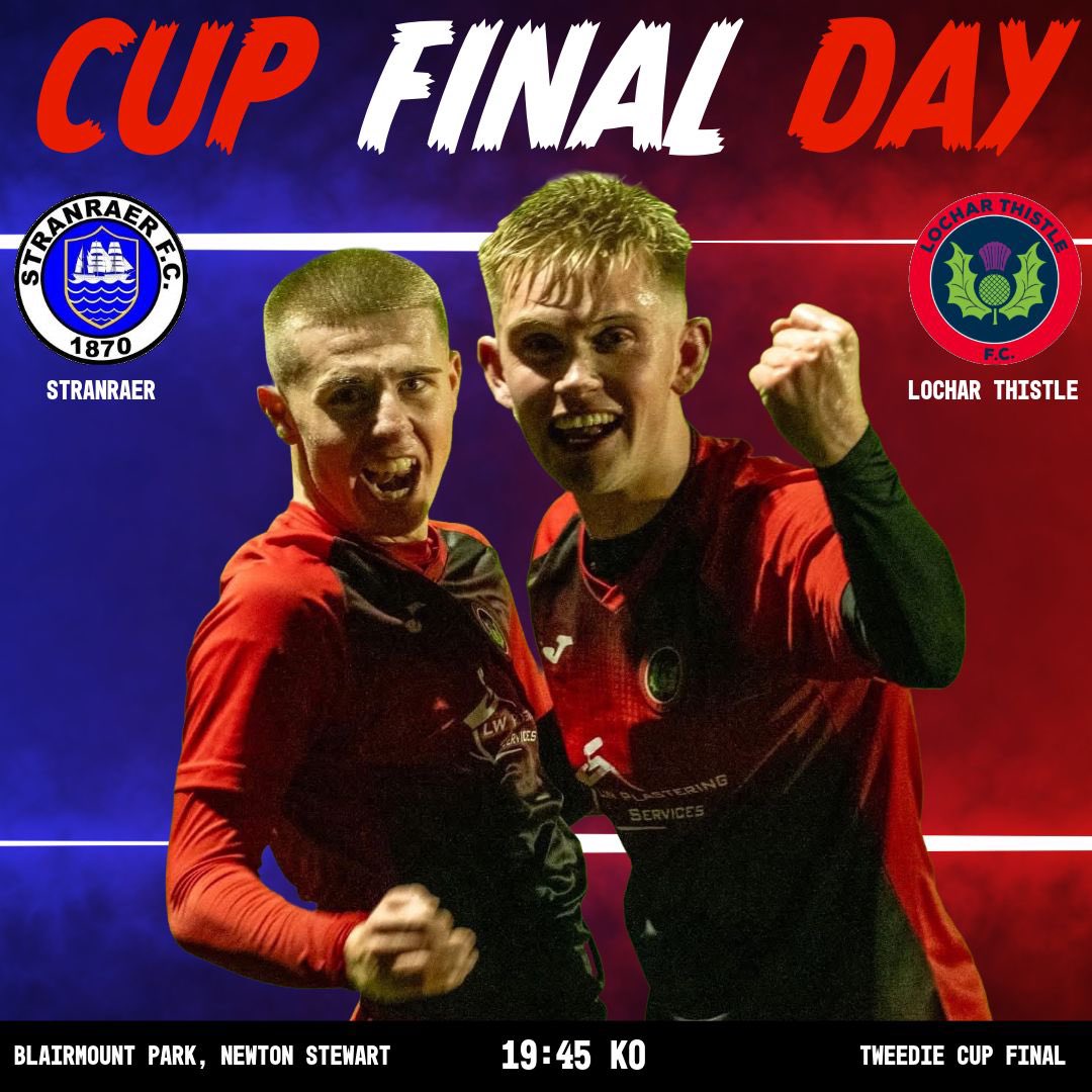 🏆Cup Final Day🏆

We are on our way to Blairmount Park, Newton Stewart tonight to face <a href="/StranraerRes/">Stranraer Reserves</a> in the Tweedie Cup final. 

Kick Off 7.45pm
Admission Adults £5, Concessions £3 

Mom Thistle 🔴⚪️⚫️