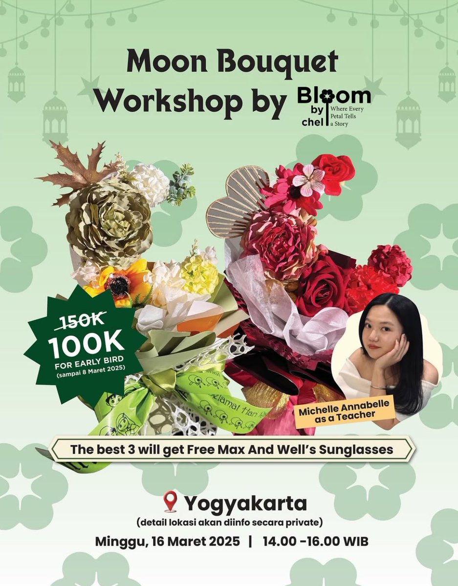 Warga Jogja mana suaranya ! 🤩

Ada booth (buka bersama) MaxandWell &amp; workshop bouquet bareng cece

#timsekop