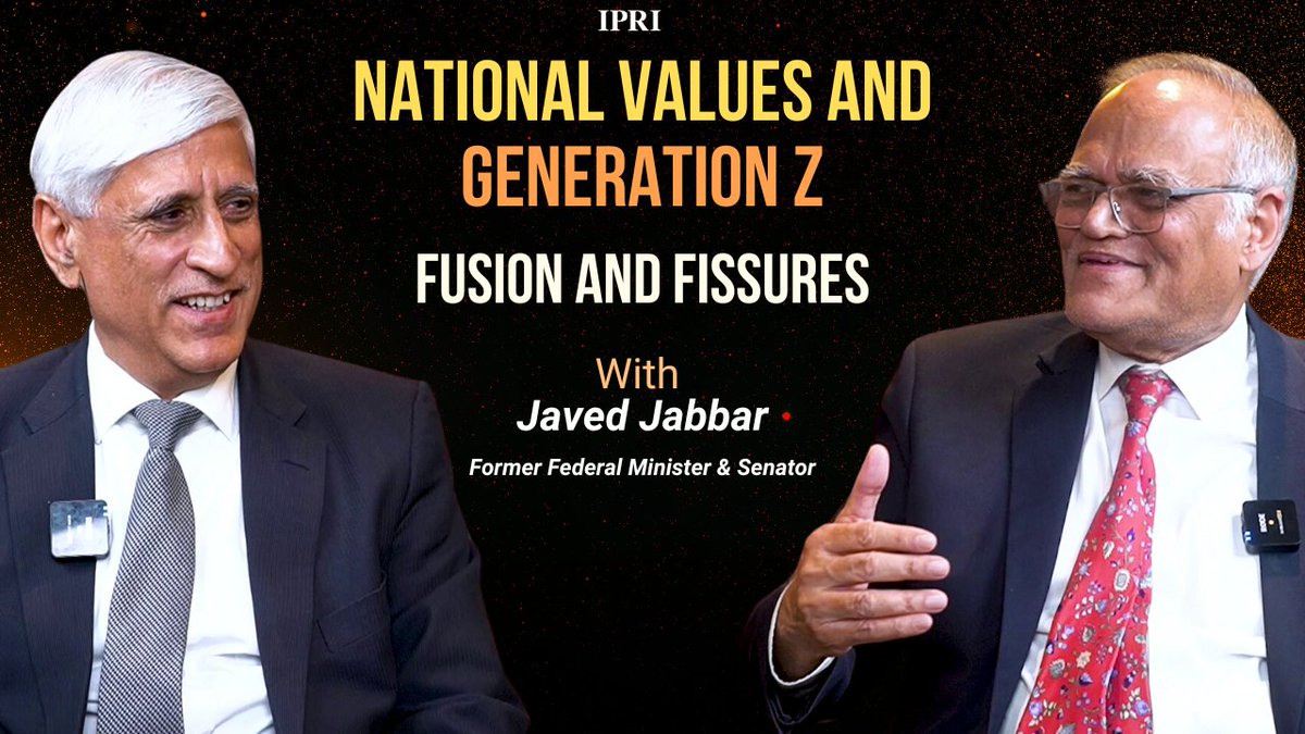Islamabad Policy Research Institute (@ipri_pak) on Twitter photo IPRI Podcasts|
National Values and Generation Z: Fusion and Fissures
How are traditional national values blending—or clashing—with the ideals of Generation Z? In this thought-provoking video, Director Research & Analysis Dr. <a href="/WaliRaashid/">Raashid Wali Janjua</a> and Former Federal Minister IPRI Podcasts|
National Values and Generation Z: Fusion and Fissures
How are traditional national values blending—or clashing—with the ideals of Generation Z? In this thought-provoking video, Director Research & Analysis Dr. <a href="/WaliRaashid/">Raashid Wali Janjua</a> and Former Federal Minister