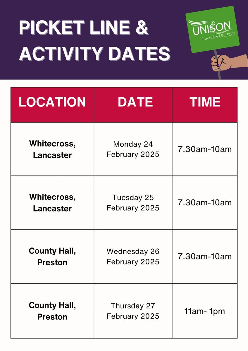 UPDATED PICKET LINE DATES during the SCSO strike action ✊ It is crucial that as many people as possible  attend - stand together with your colleagues and show your strength! buff.ly/3MRcoAm