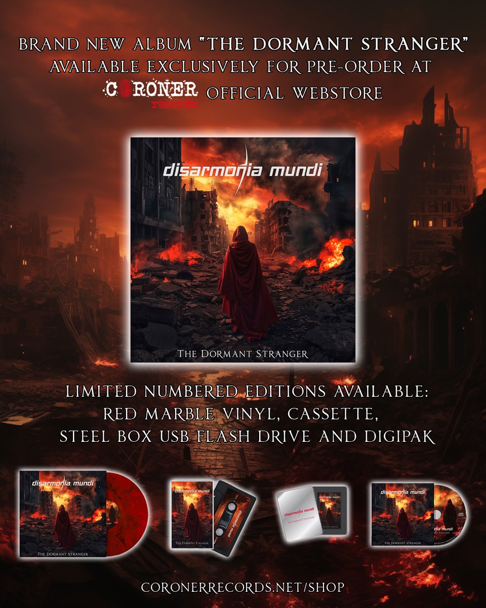 Brand new album "The Dormant Stranger" available for pre-order at coronerrecords.net/shop

#disarmoniamundi #melodeath #melodicdeathmetal <a href="/CoronerRecords/">Coroner Records</a> <a href="/Infernalizer/">Infernalizer</a> <a href="/VoxByBjorn/">Björn Strid</a> <a href="/SuricateMusic/">Suricate Music</a>