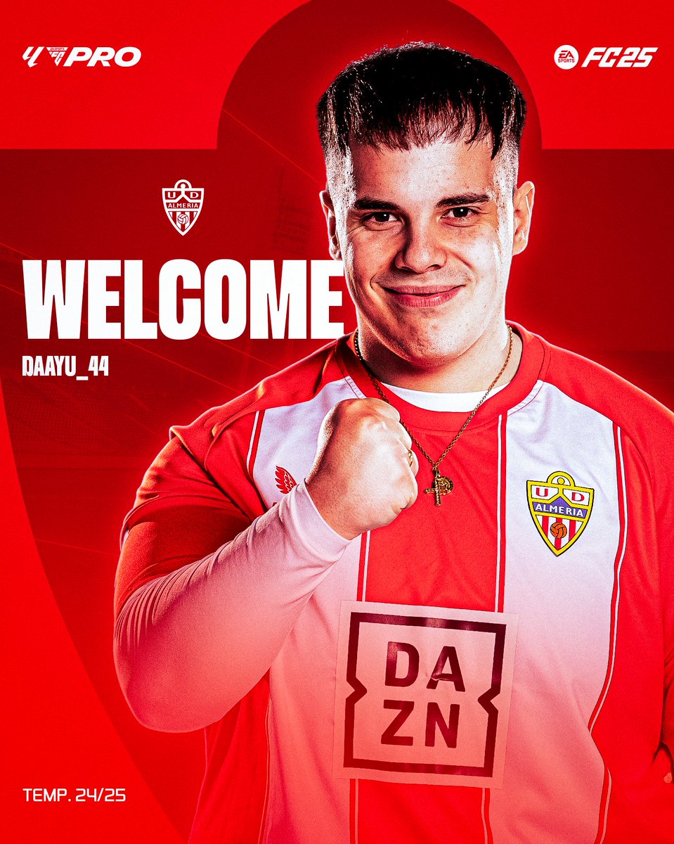 🤩 ¡<a href="/daayu_44/">Dani</a> será nuestro representante en esta temporada de #LALIGAFCPro!

🔜 Estamos deseando verte en tu estreno defendiendo los colores rojiblancos el próximo 25 de febrero en la jornada inaugural del campeonato

<a href="/eSportsUDA/">UD Almería eSports</a> 🤝 <a href="/LALIGA_FCPro/">LALIGA FC Pro</a>