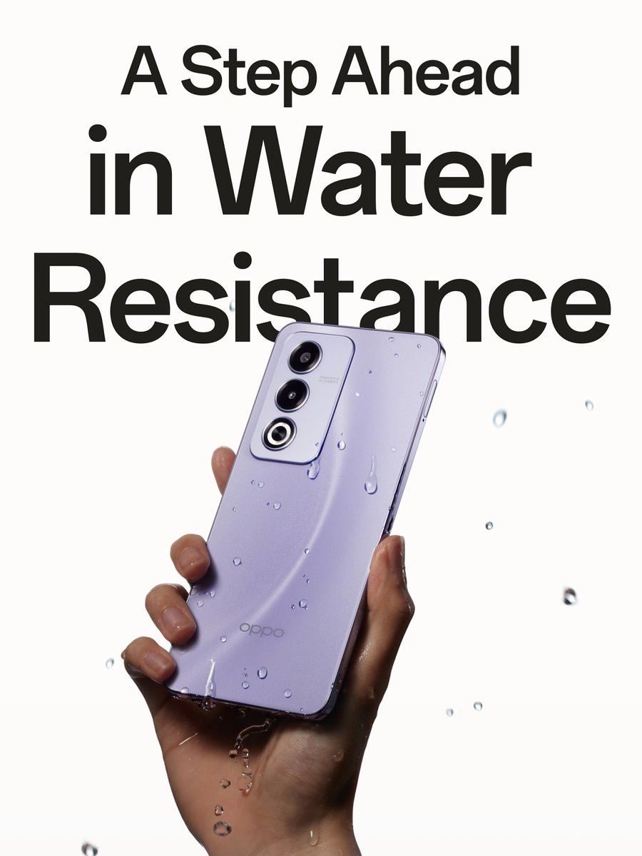 Ready for anything! 💧🔒 OPPO A80: Waterproof, durable, and unstoppable! 
#OPPOASeries #AStepAhead