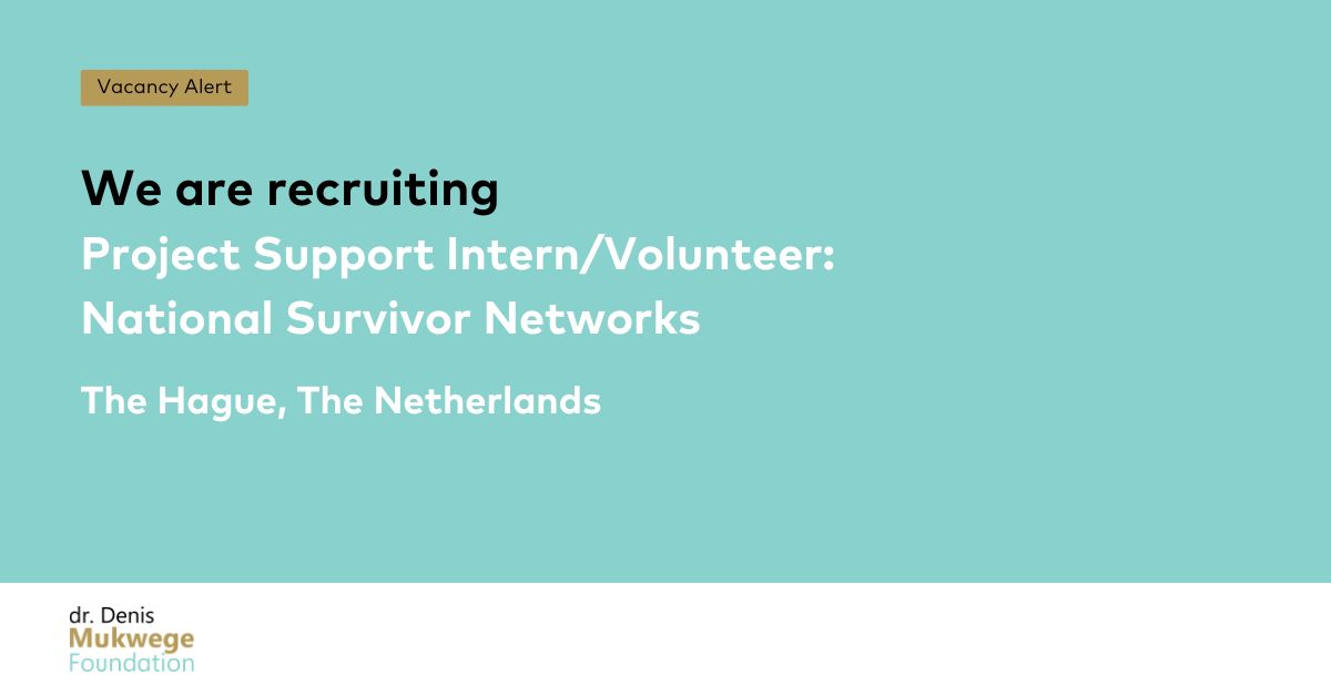 Apply to the new internship/volunteer opportunity at the Mukwege Foundation. We are hiring a Project Support #Intern or #Volunteer for the National Survivor Networks based in The Hague.  Check out the full job description here 🔗 mukwegefoundation.org/vacancies/proj…