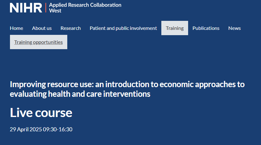 Health Economics & Health Policy @ Bristol (@uobrishehp) on Twitter photo Book now for the <a href="/ARC_West/">NIHR Applied Research Collaboration (ARC) West</a> Improving Resource Use short course. In Bristol 29th April 2025. Led by the
<a href="/ARC_West/">NIHR Applied Research Collaboration (ARC) West</a> Health Economics team. For more information and to book: tinyurl.com/258kps7x <a href="/csrejon/">Carlos</a> <a href="/NIHRARCs/">NIHR Applied Research Collaborations (ARCs)</a> Book now for the <a href="/ARC_West/">NIHR Applied Research Collaboration (ARC) West</a> Improving Resource Use short course. In Bristol 29th April 2025. Led by the
<a href="/ARC_West/">NIHR Applied Research Collaboration (ARC) West</a> Health Economics team. For more information and to book: tinyurl.com/258kps7x <a href="/csrejon/">Carlos</a> <a href="/NIHRARCs/">NIHR Applied Research Collaborations (ARCs)</a>